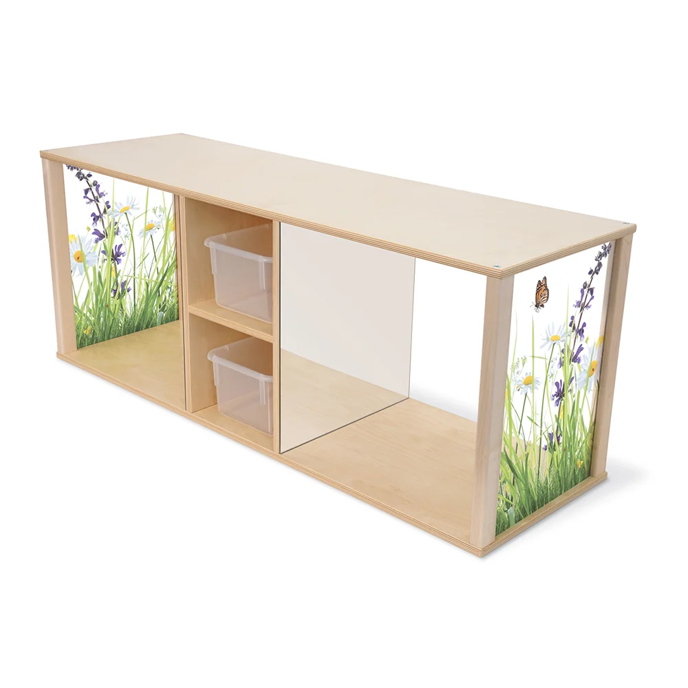 Nature View Discovery Crawl-Thru Cabinet with Mirrors & Storage | Infant & Toddler Exploration Furniture