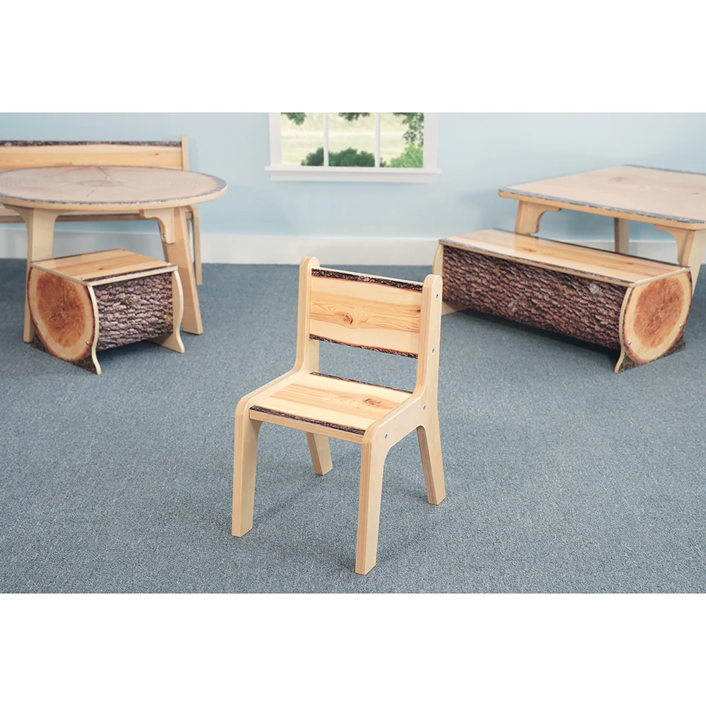 Nature View Live Edge Chair | 12"H Natural Wood-Inspired Early Learning Chair - Image 3