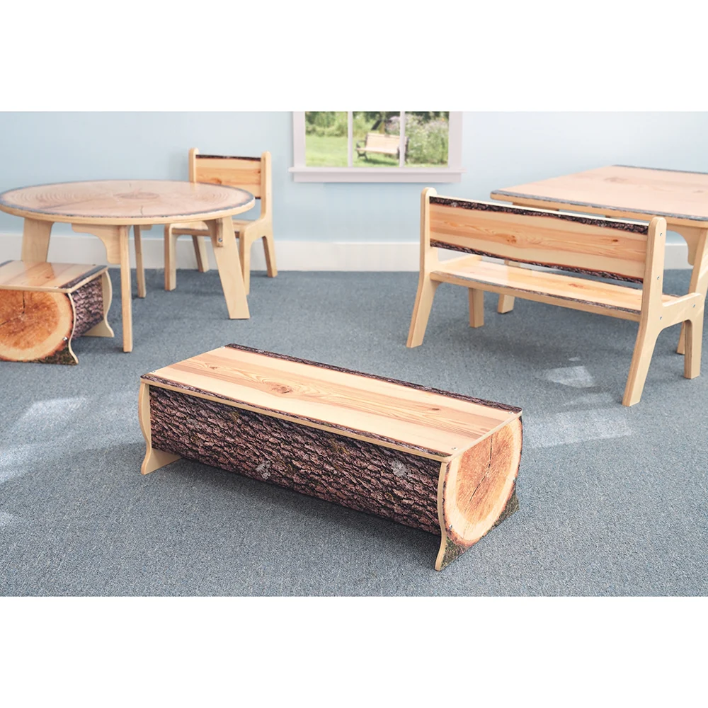 Nature View Live Edge Log Bench | 10"H Natural Woodland-Inspired Two-Child Bench - Image 3