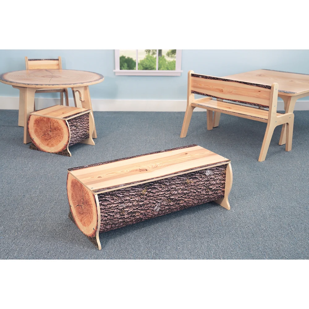Nature View Kids Log Bench | 12" Live Edge Seating for Reading Corners & Activity Areas - Image 3