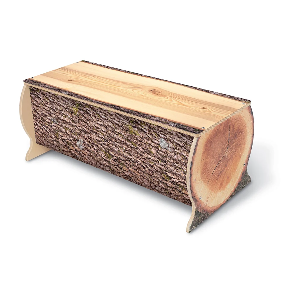 Nature View Live Edge Log Bench | 14"H Natural Wood-Inspired Two-Child Bench