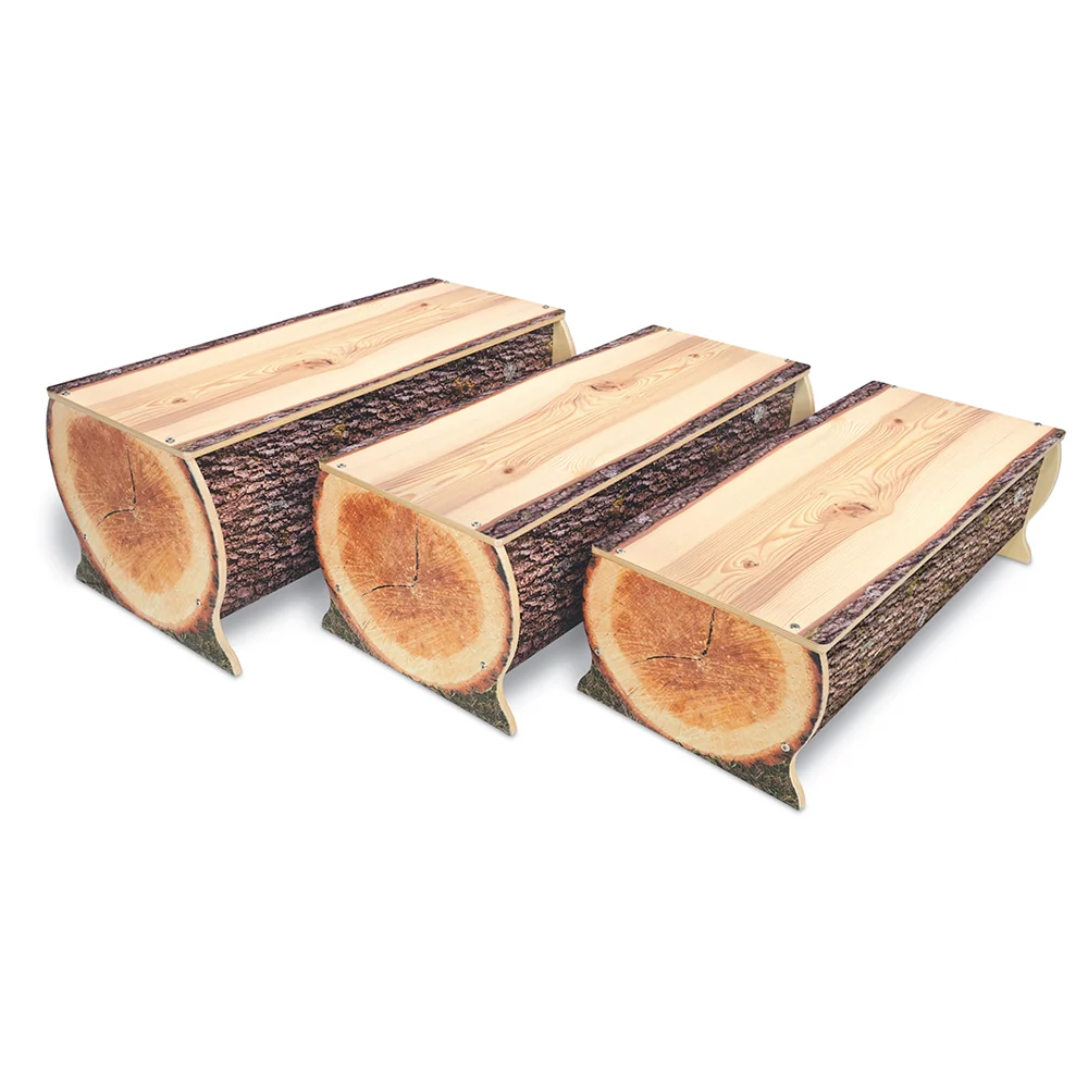 Nature View Live Edge Log Bench | 14"H Natural Wood-Inspired Two-Child Bench - Image 2