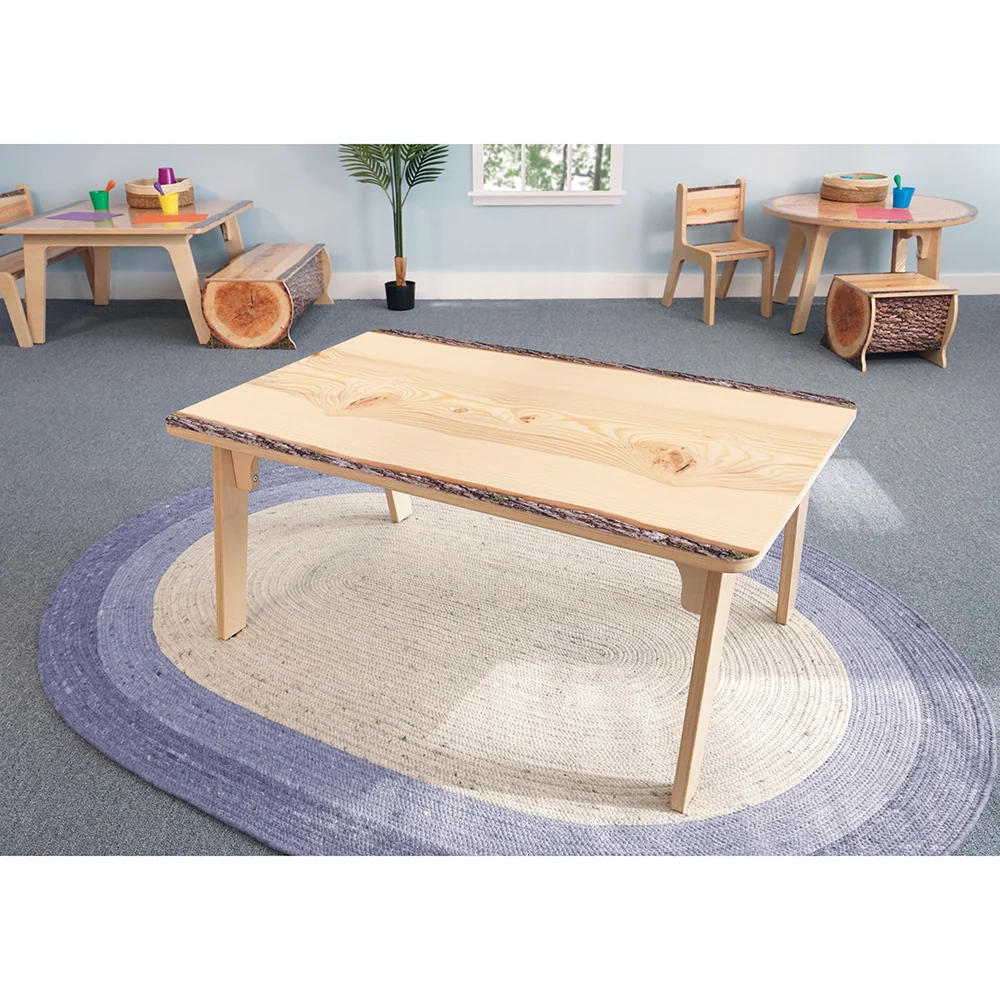 Nature View Live Edge Rectangle Activity Table | 20"H Natural Wood-Inspired Classroom Table - Image 3