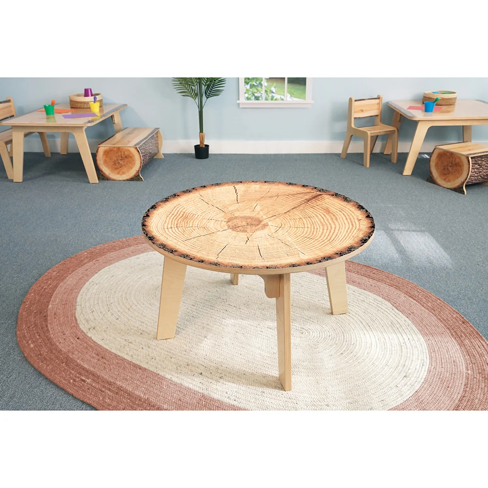 Nature View Live Edge Round Activity Table | 18" High Nature-Inspired Classroom Table - Image 3