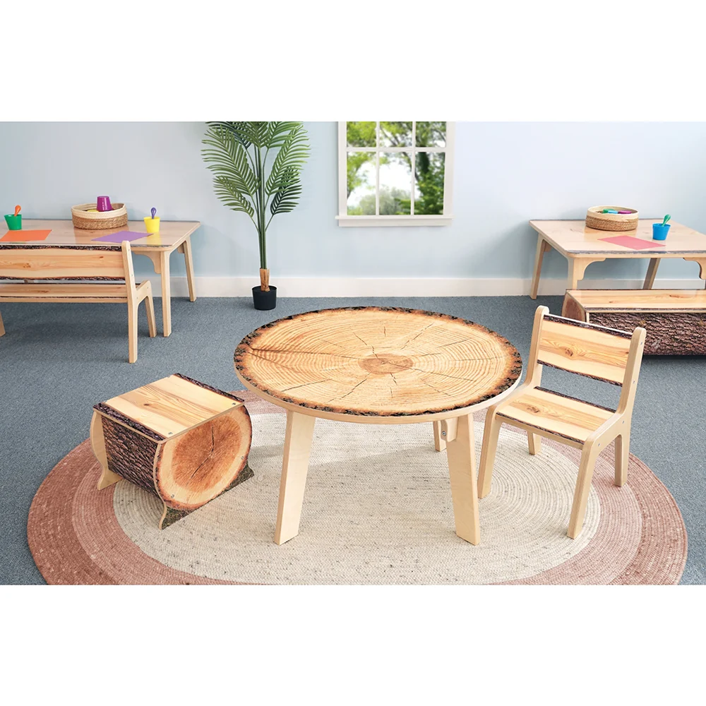 Nature View Live Edge Round Activity Table | 18" High Nature-Inspired Classroom Table - Image 4