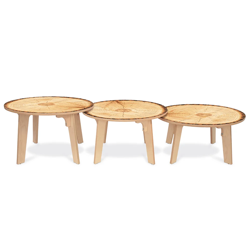 Nature View Live Edge Round Activity Table | 20"H Realistic Wood-Inspired Early Learning Classroom Table - Image 2