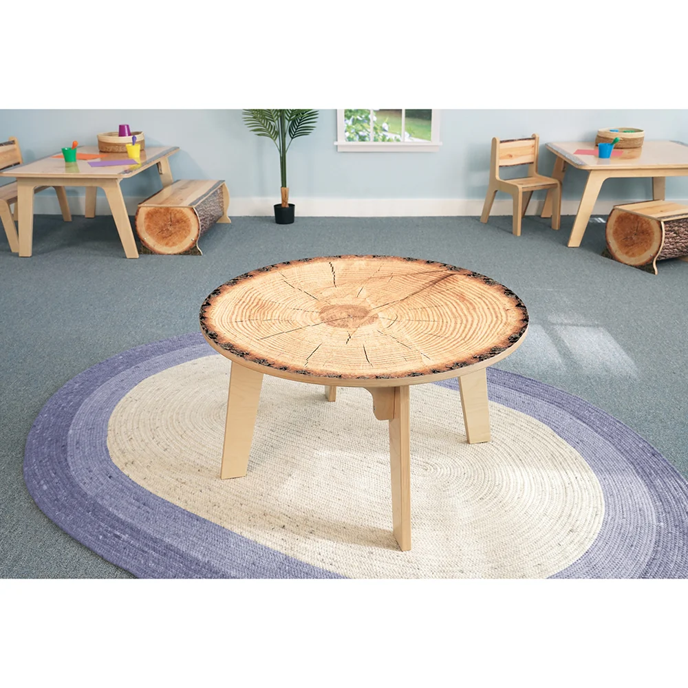 Nature View Live Edge Round Activity Table | 20"H Realistic Wood-Inspired Early Learning Classroom Table - Image 3