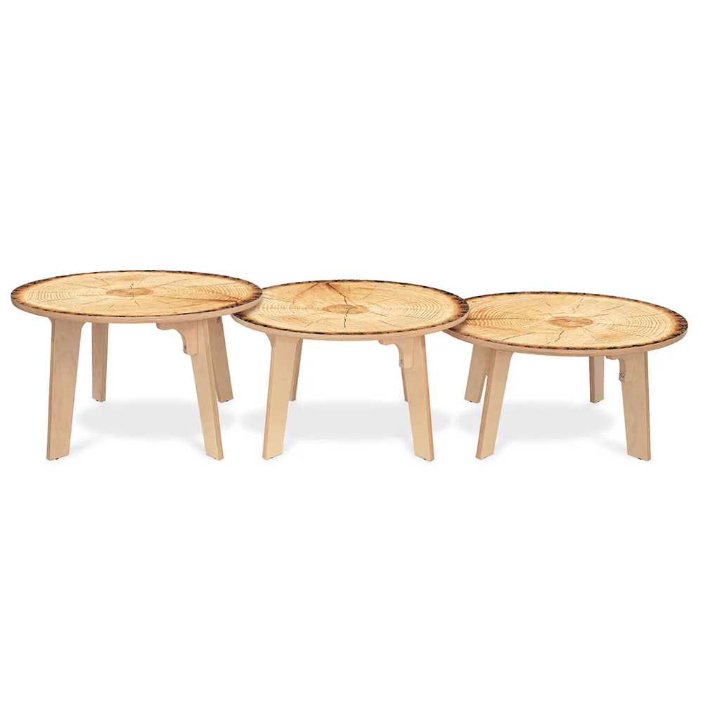 Nature View Live Edge Round Activity Table | 22" High Nature-Inspired Classroom Table | Realistic Tree Ring Detailing - Image 2
