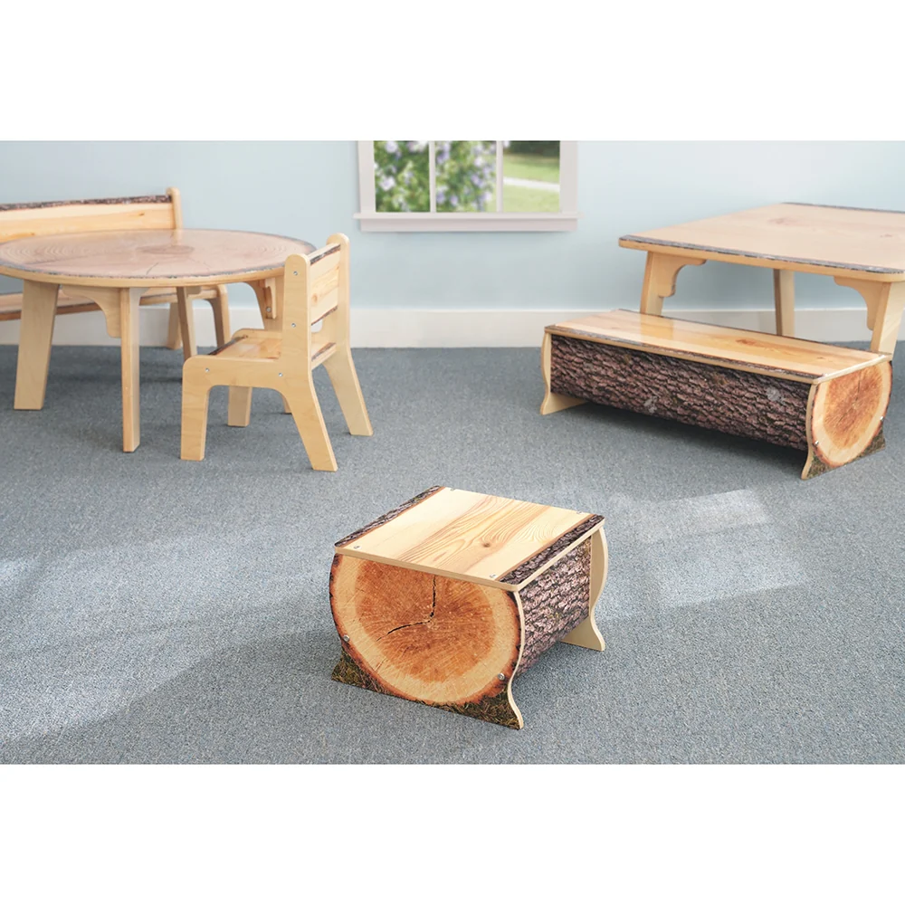 Nature View Live Edge Small Log Bench | 10" High Realistic Nature-Inspired Classroom Seating - Image 3