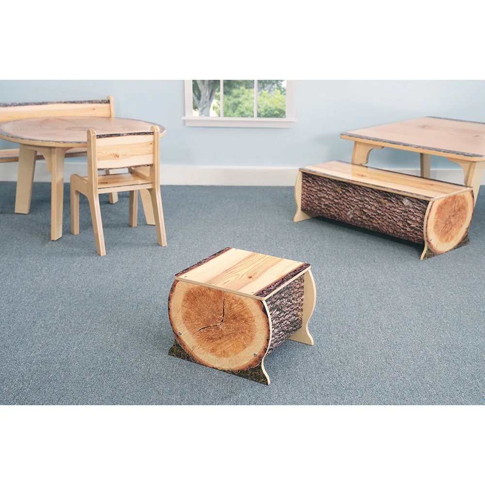 Nature View Live Edge Small Log Bench | 12"H Nature-Inspired Early Learning Bench - Image 3