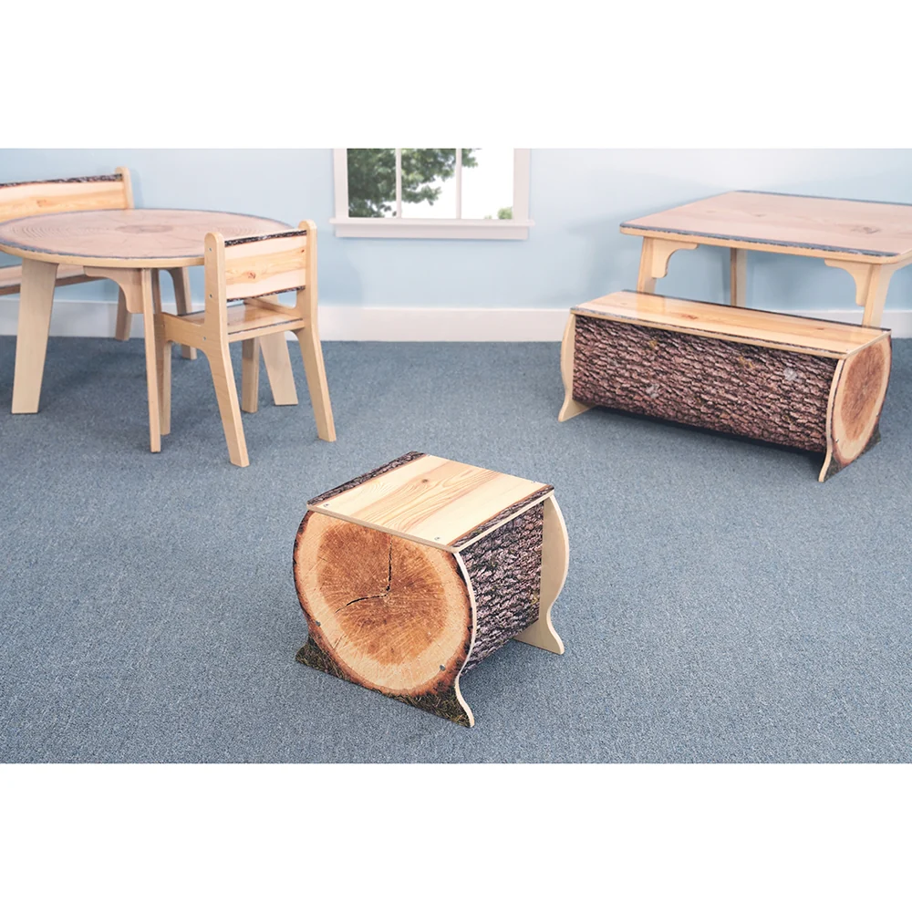 Nature View Live Edge Small Log Bench | 14" High Nature-Inspired Seating for Early Learning Spaces - Image 3