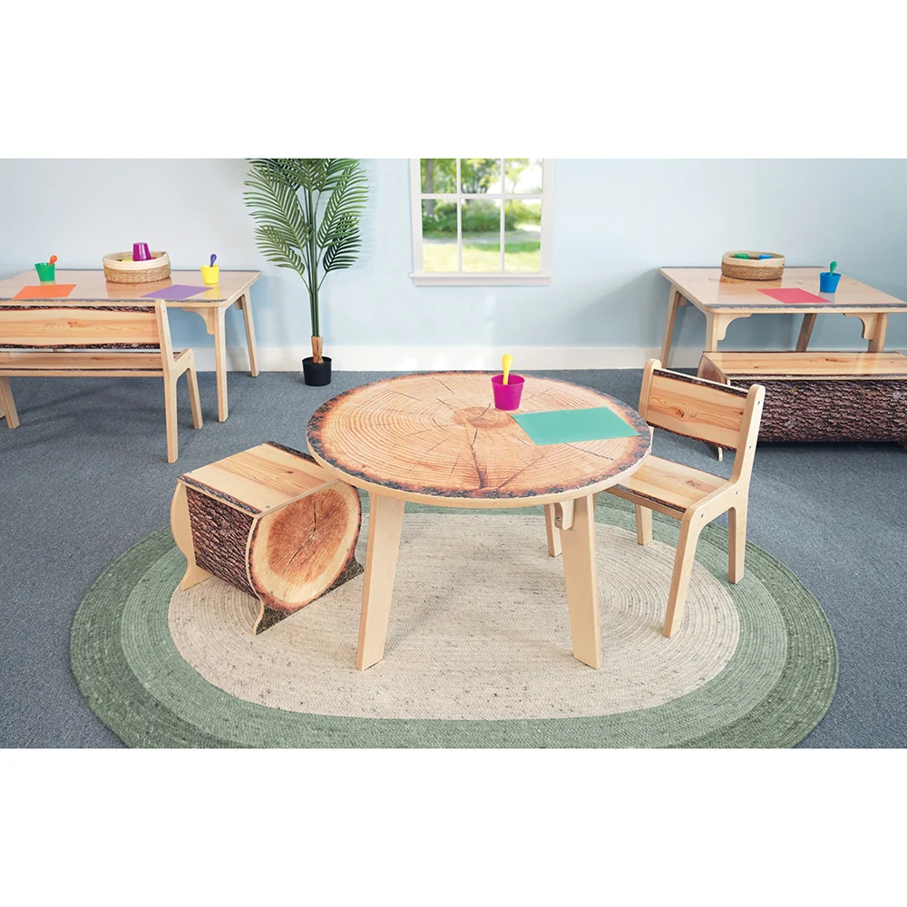 Nature View Live Edge Small Log Bench | 14" High Nature-Inspired Seating for Early Learning Spaces - Image 4