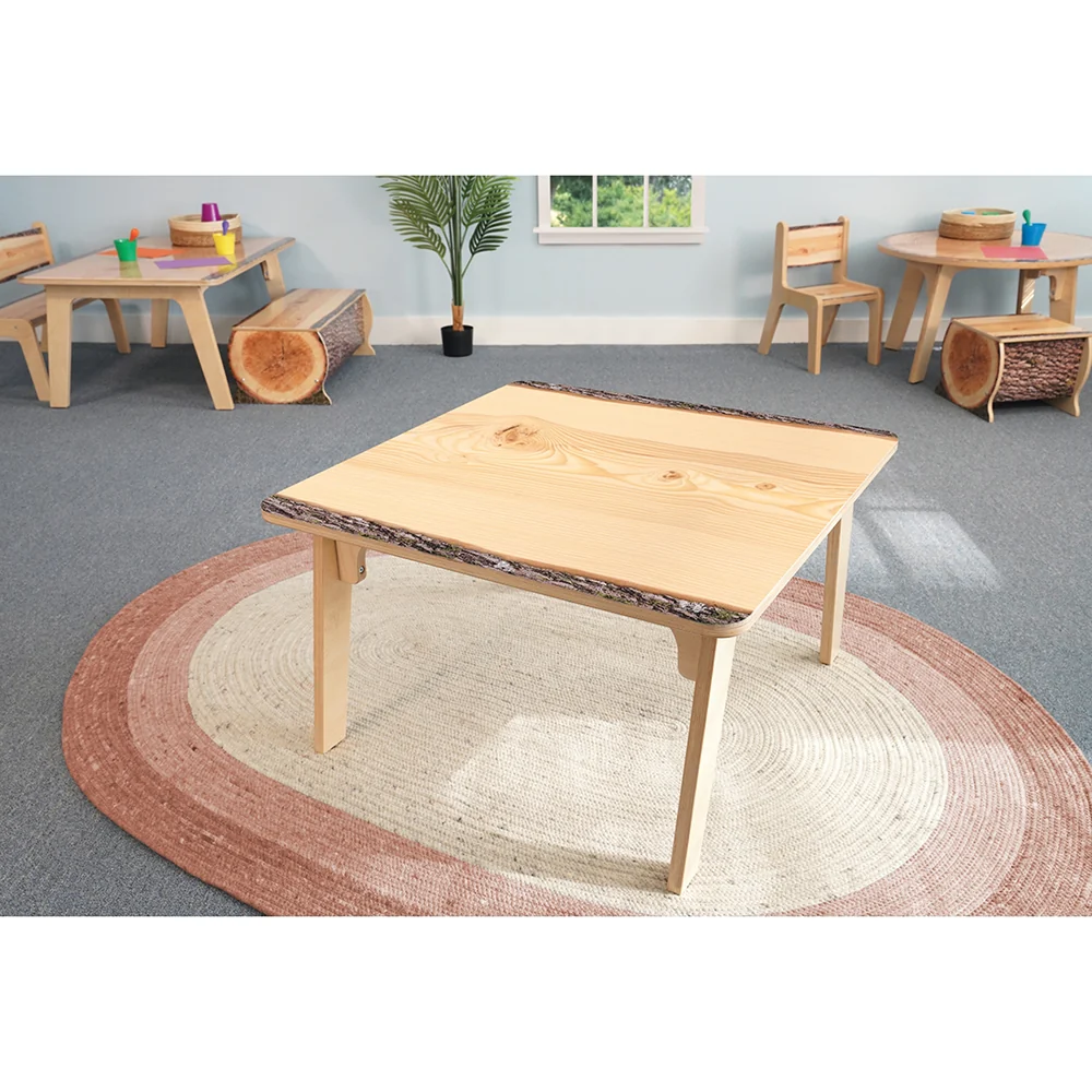 Nature View Live Edge Square Activity Table | 18" High Nature-Inspired Classroom Table - Image 3