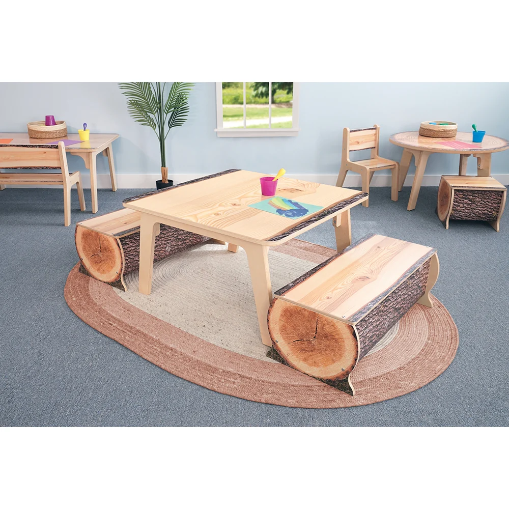 Nature View Live Edge Square Activity Table | 18" High Nature-Inspired Classroom Table - Image 4
