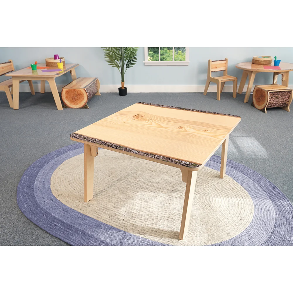 Nature View Live Edge Square Activity Table | 20"H Natural Wood-Inspired Table - Image 3