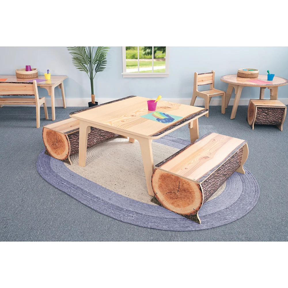 Nature View Live Edge Square Activity Table | 20"H Natural Wood-Inspired Table - Image 4