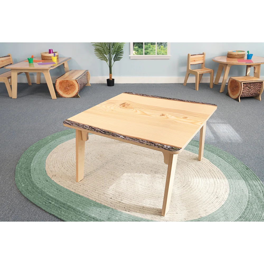 Nature View Live Edge Square Activity Table | 22" High Antimicrobial Nature-Inspired Classroom Table - Image 3