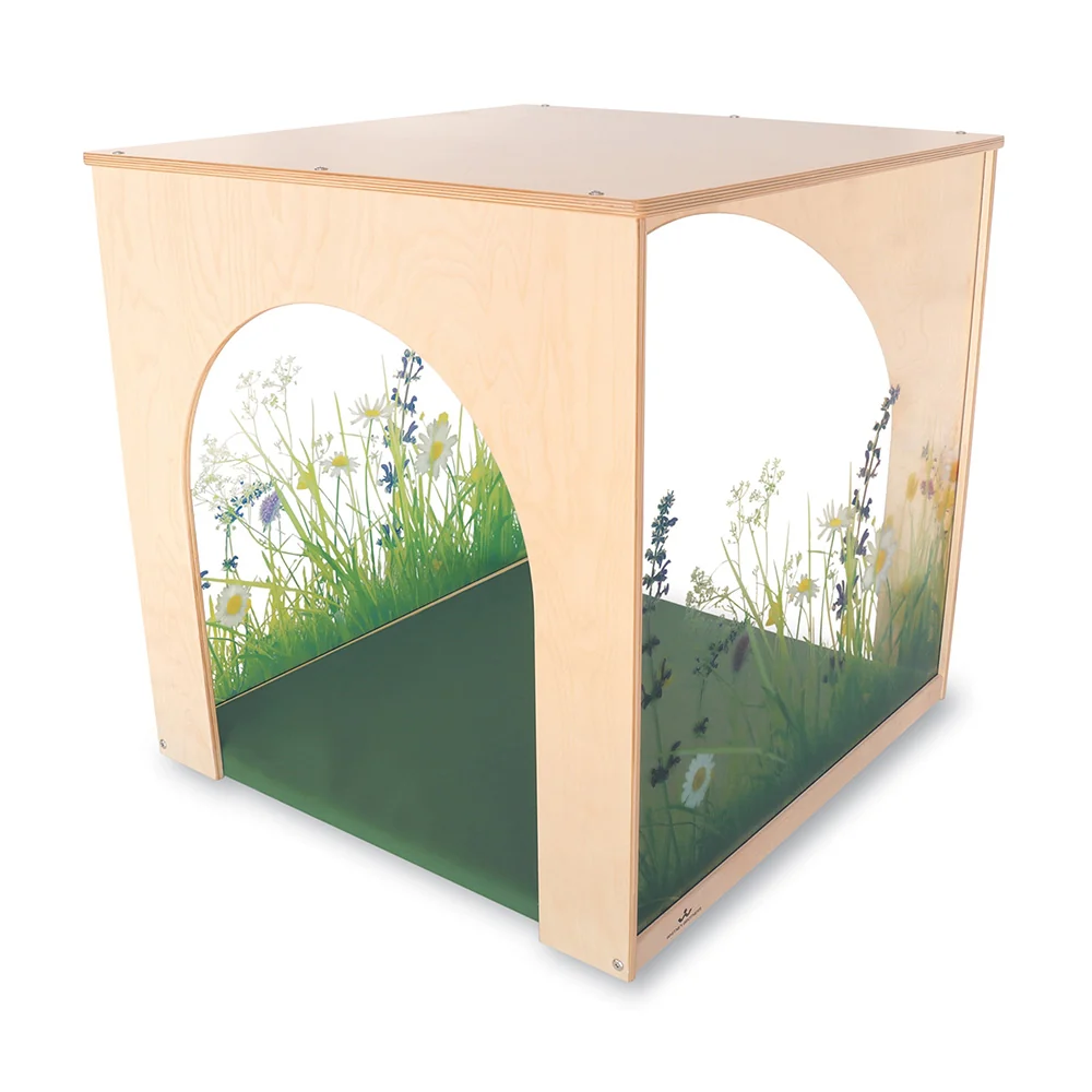 Nature View Playhouse Cube & Mat Set | Floral Acrylic Panels and Multi-Access Tunnel Openings