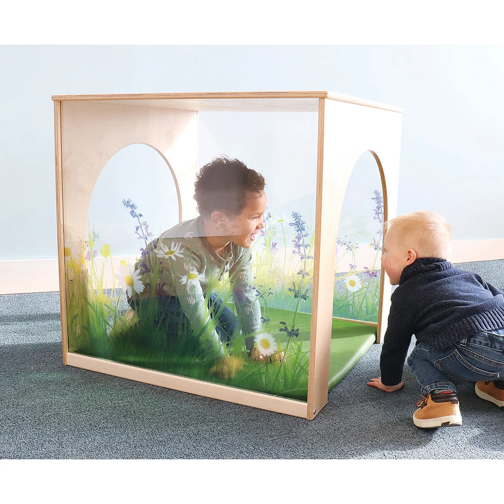 Nature View Playhouse Cube & Mat Set | Floral Acrylic Panels and Multi-Access Tunnel Openings - Image 3