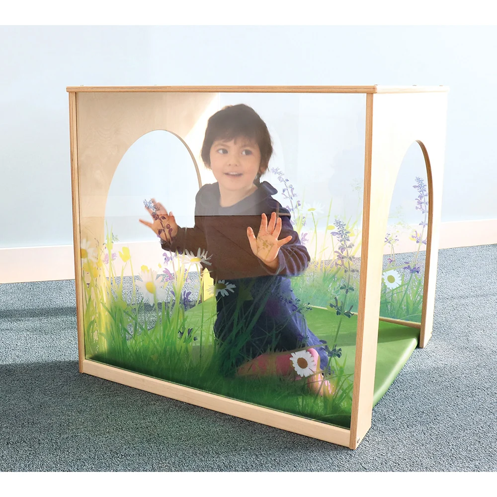 Nature View Playhouse Cube & Mat Set | Floral Acrylic Panels and Multi-Access Tunnel Openings - Image 4
