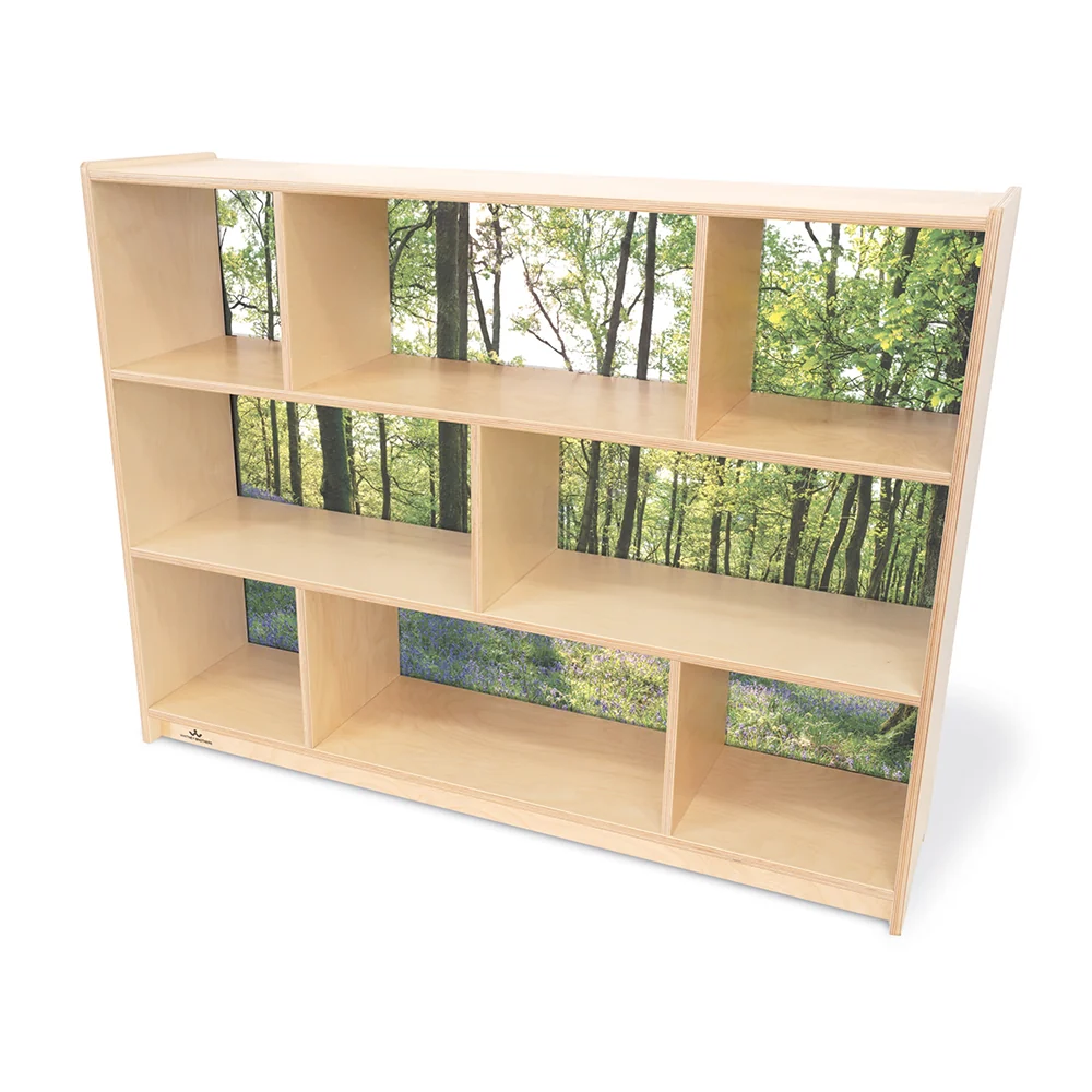 Nature View 36" Serenity Storage Cabinet | Woodland Acrylic Back Classroom Shelving Unit