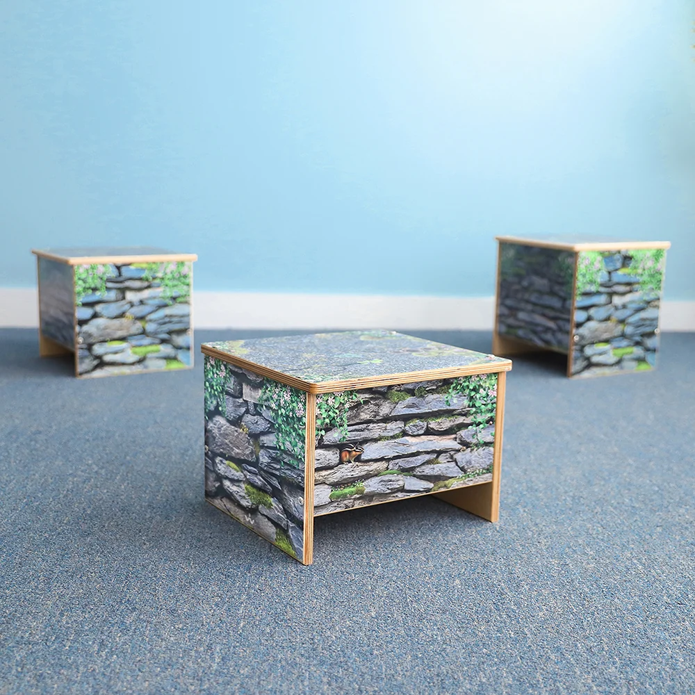 Nature View Small Stone Wall Bench | 10" High Biophilic Classroom Seating for Reading & Activity Areas - Image 4