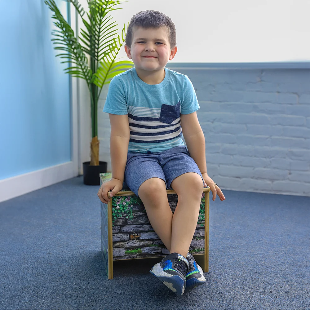 Nature View 12" Stone Wall Bench | Biophilic Preschool Seating for Reading & Activity Areas - Image 3