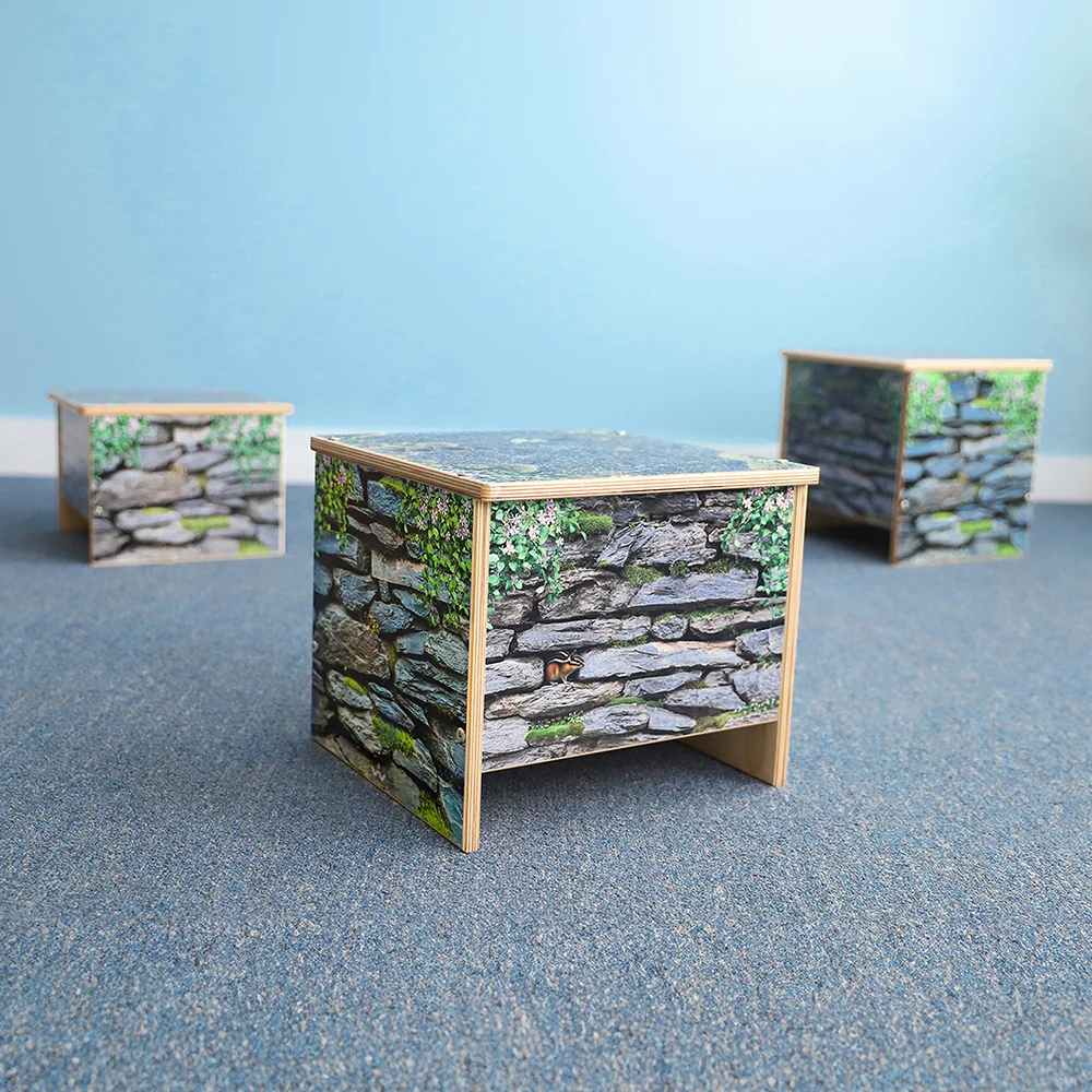 Nature View 12" Stone Wall Bench | Biophilic Preschool Seating for Reading & Activity Areas - Image 4