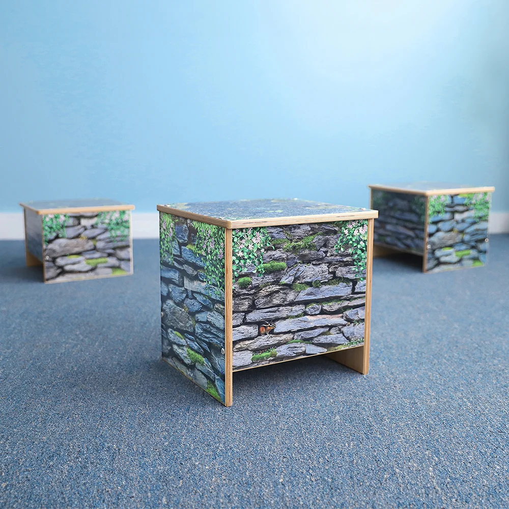 Nature View 14" Stone Wall Bench | Biophilic Preschool Seating with Garden-Inspired Design - Image 4