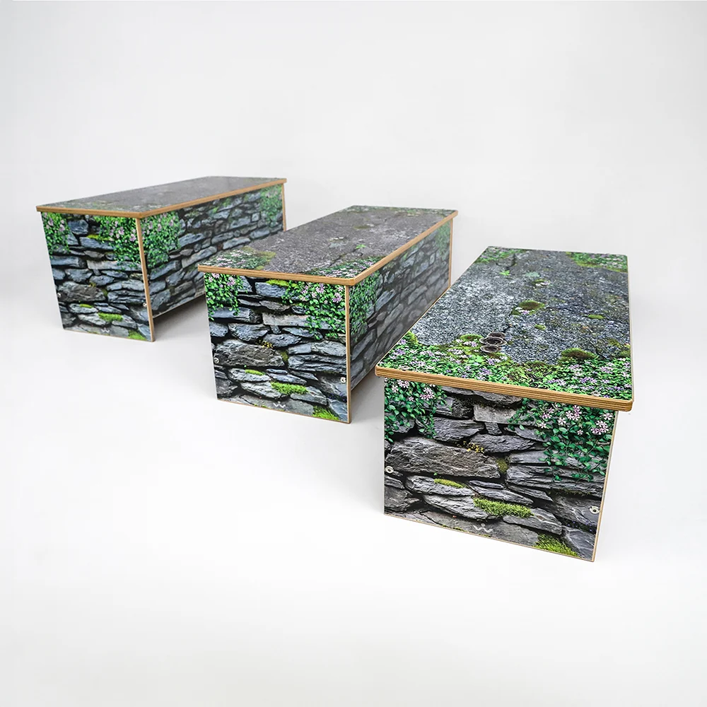 Nature View Stone Wall Bench | 12" High Garden-Inspired Classroom Seating - Image 3