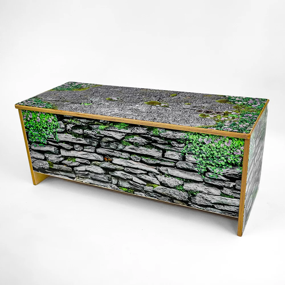 Nature View Stone Wall Bench | 14" High Biophilic Garden-Themed Classroom Seating