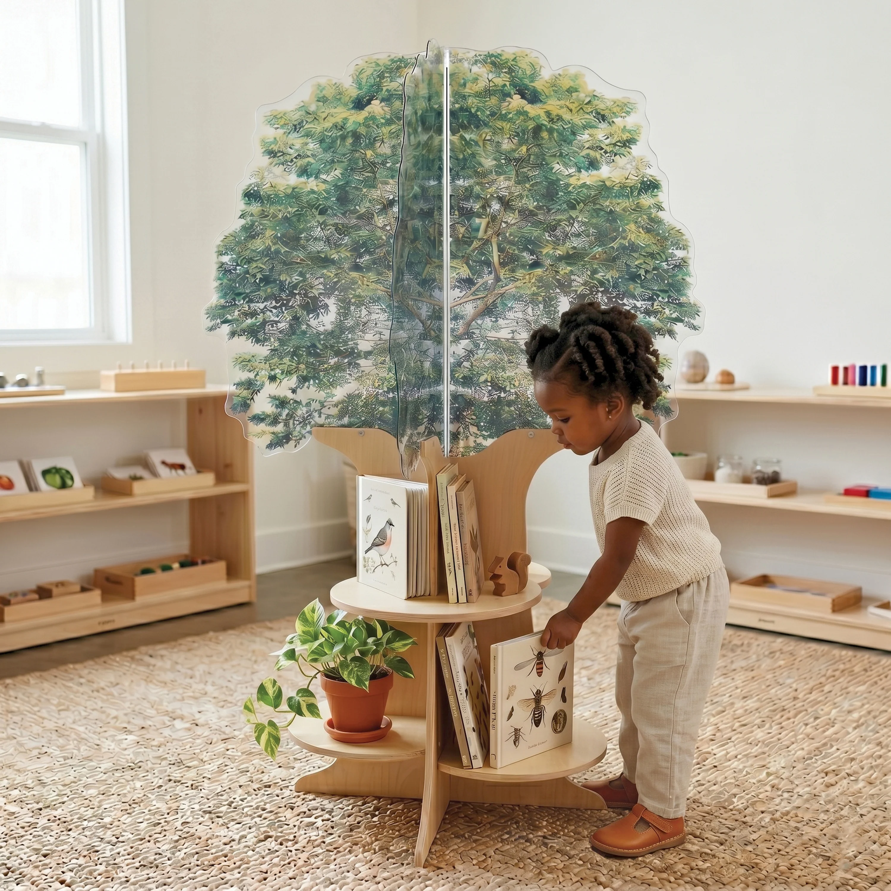 Nature View Tree Book Shelf | Reversible Biophilic Acrylic Bookshelf - Image 3