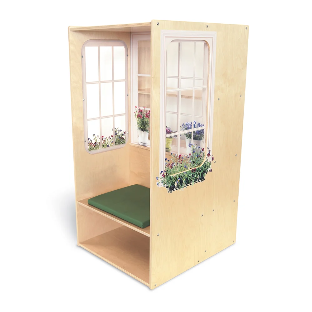 Nature View Classroom Window Seat with Storage & Cushion | Quiet Reading Nook for Early Learning Spaces