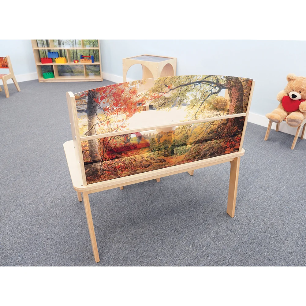 Nature View Kids’ Writing Center | Biophilic Classroom Desk with Clear Panel & Storage - Image 4