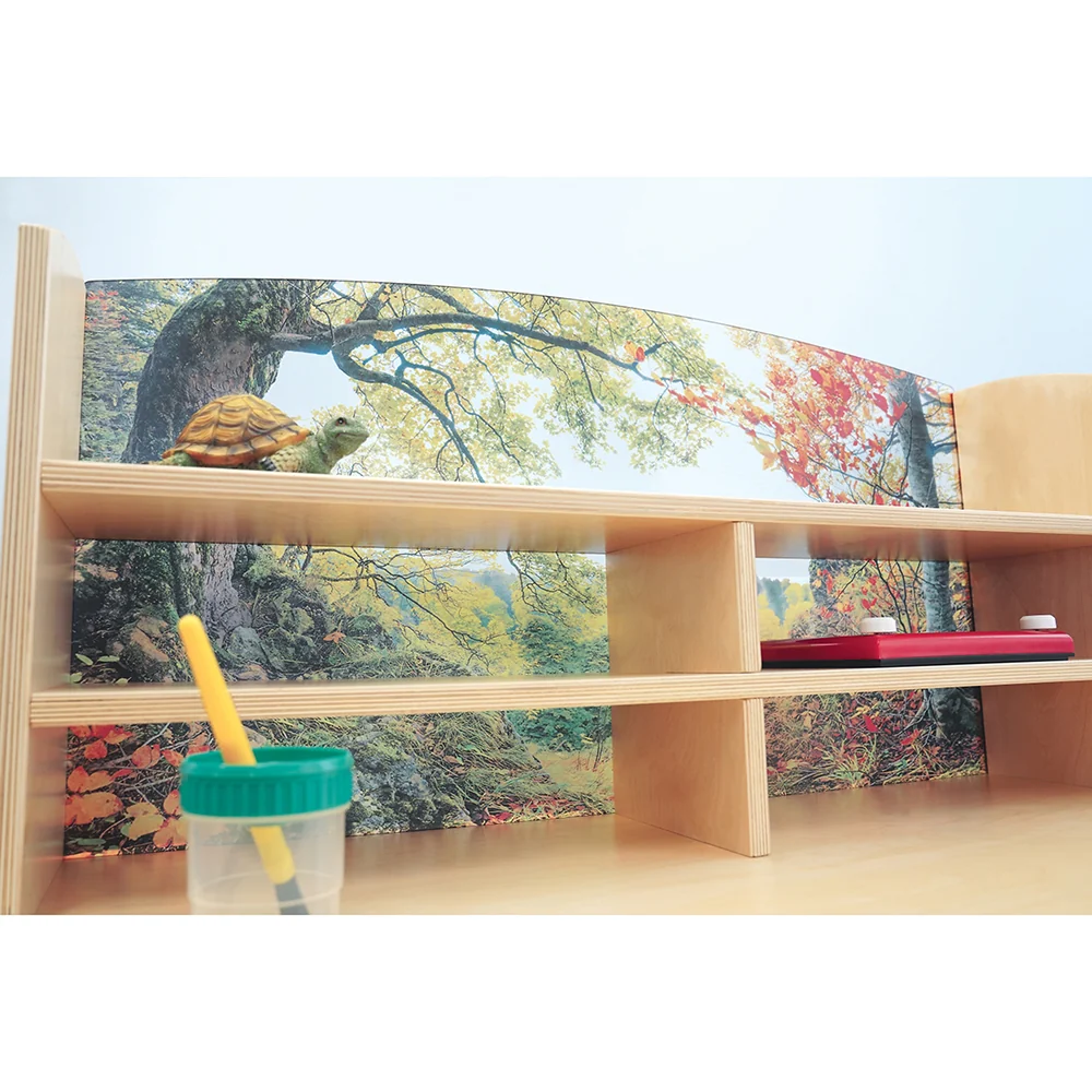 Nature View Kids’ Writing Center | Biophilic Classroom Desk with Clear Panel & Storage - Image 6