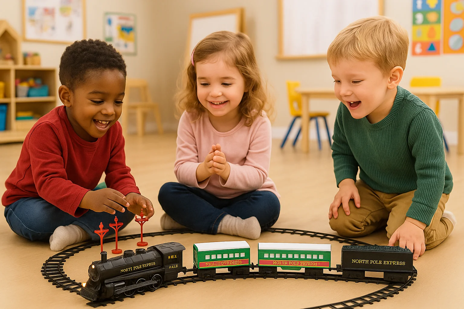 North Pole Express Electric Train Set for Preschool STEM Play - Image 4