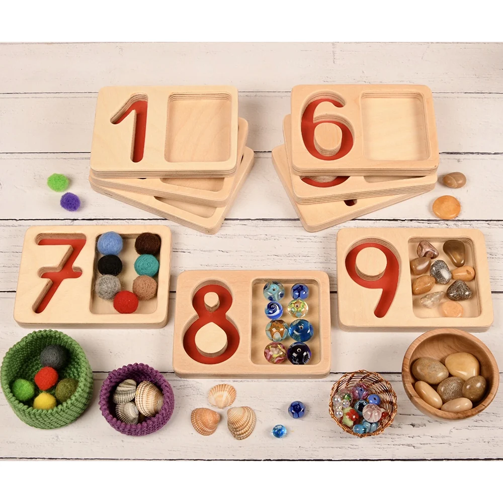 Tactile Wooden Number Trays 1–9 | Eco-Friendly Counting & Tracing Set - Image 14