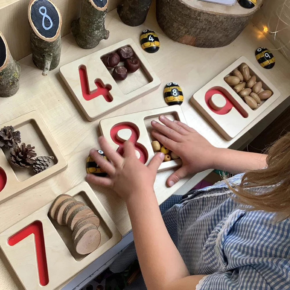 Tactile Wooden Number Trays 1–9 | Eco-Friendly Counting & Tracing Set - Image 5