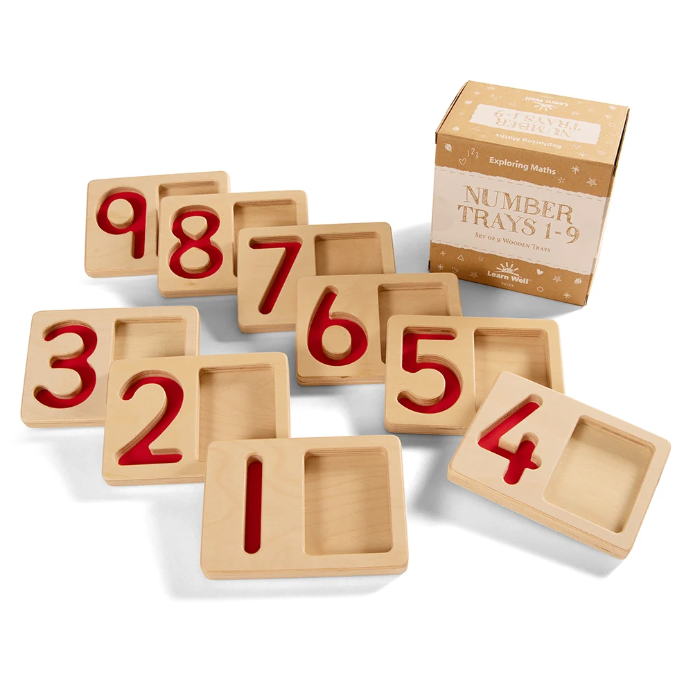 Tactile Wooden Number Trays 1–9 | Eco-Friendly Counting & Tracing Set - Image 7