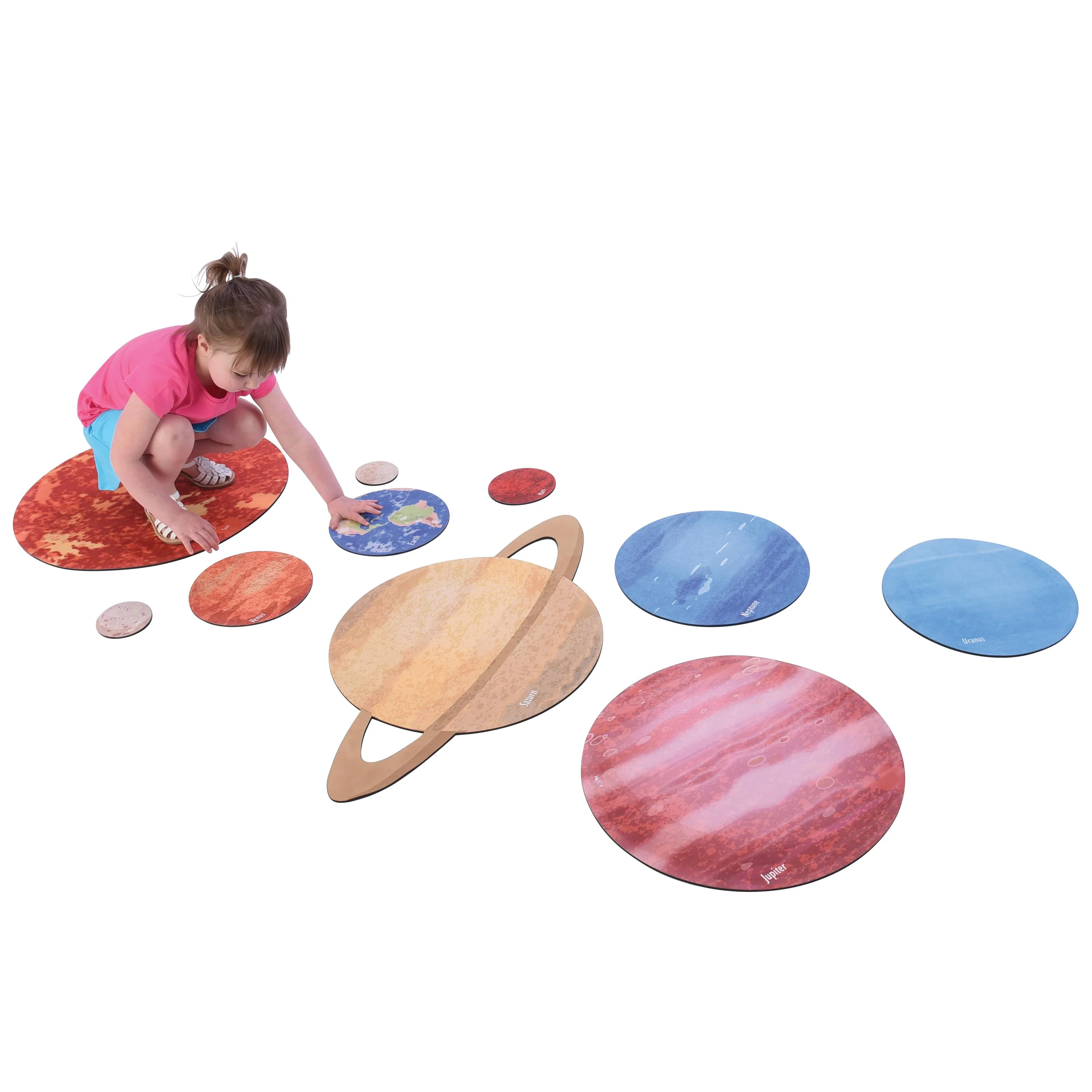 Solar System Floor Mats for Kids – 10-Piece Indoor/Outdoor Space-Themed Seating Set with Non-Slip Rubber Backing & Labeled Planets - Image 10