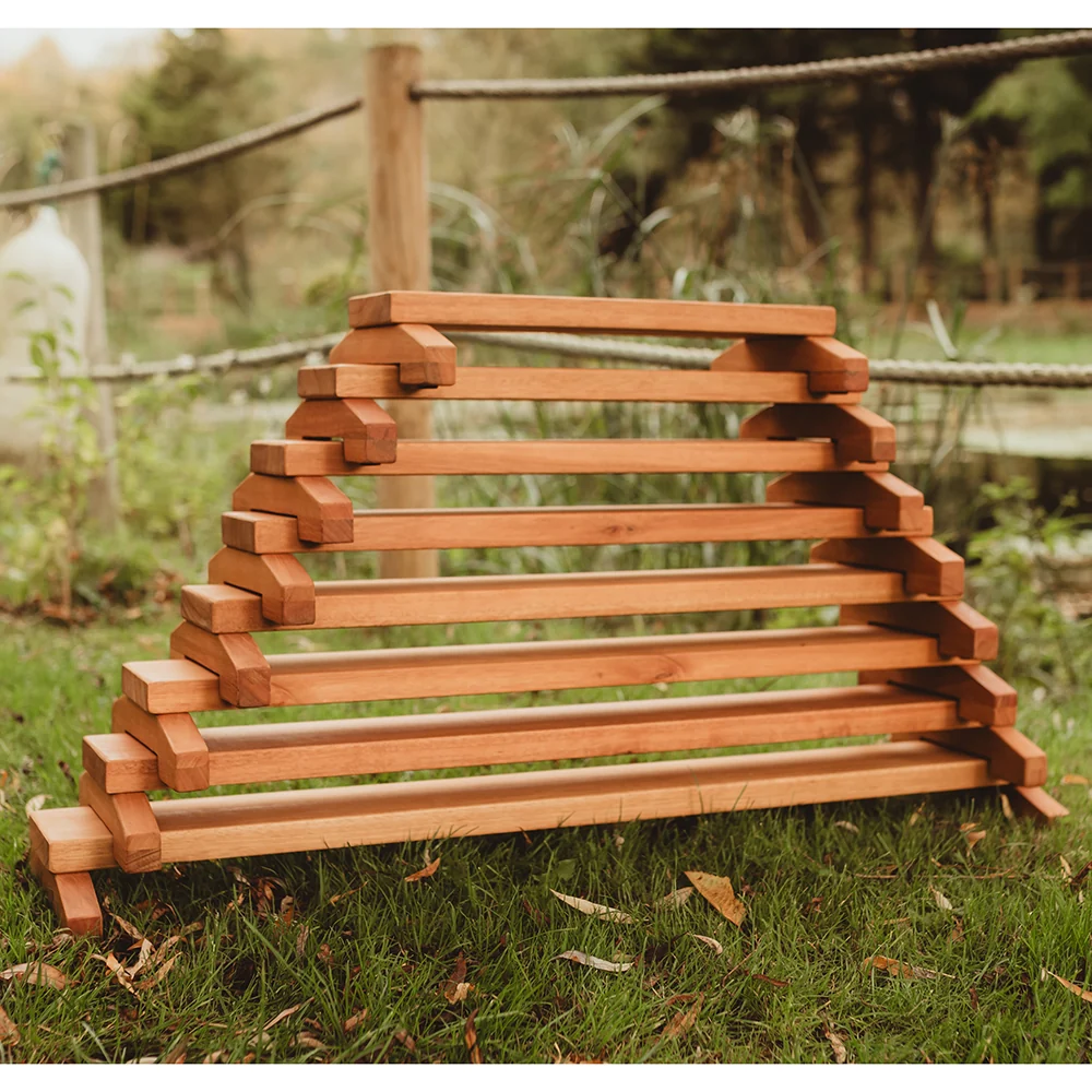 Outdoor Wooden Balance Boards | 8-Piece Eucalyptus Balance Beam Set