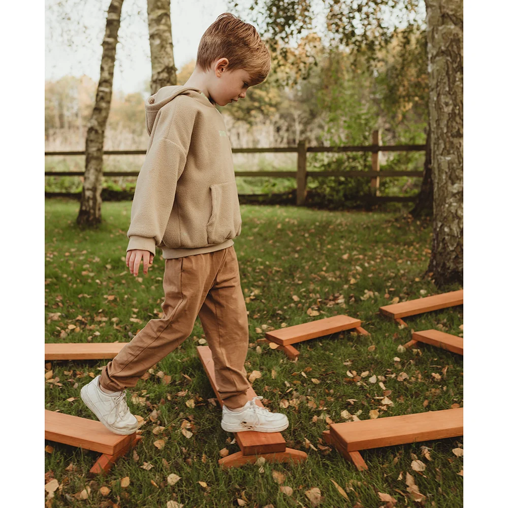 Outdoor Wooden Balance Boards | 8-Piece Eucalyptus Balance Beam Set - Image 10