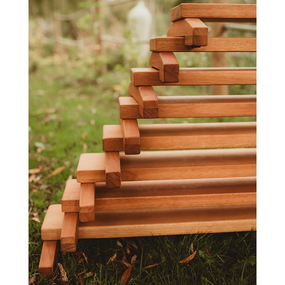 Outdoor Wooden Balance Boards | 8-Piece Eucalyptus Balance Beam Set - Image 2