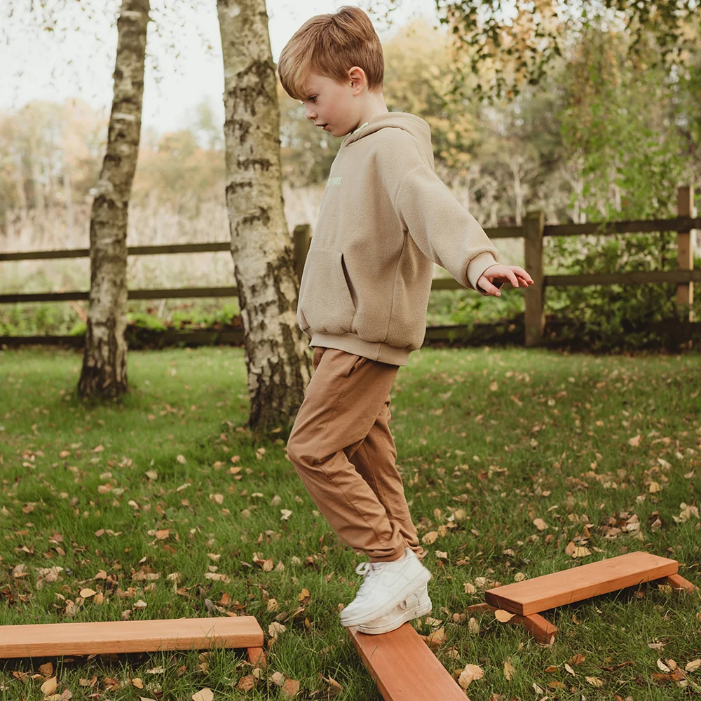 Outdoor Wooden Balance Boards | 8-Piece Eucalyptus Balance Beam Set - Image 4
