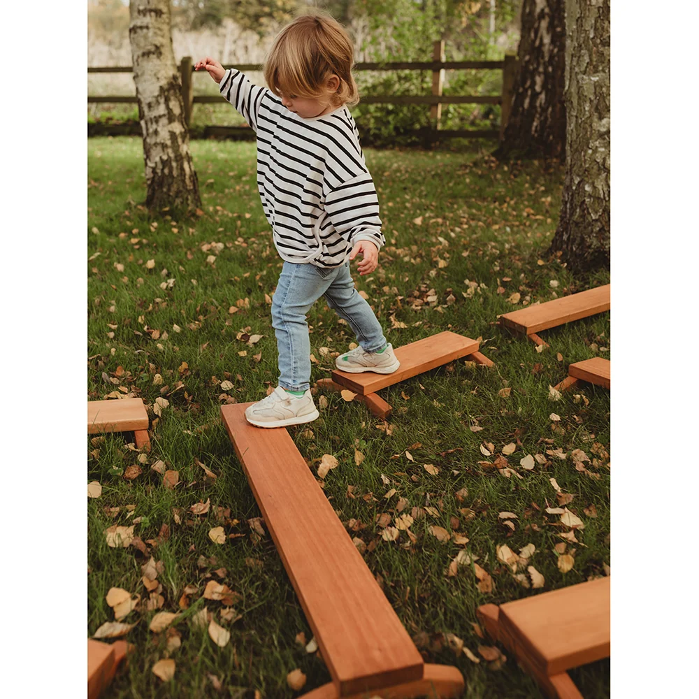 Outdoor Wooden Balance Boards | 8-Piece Eucalyptus Balance Beam Set - Image 5
