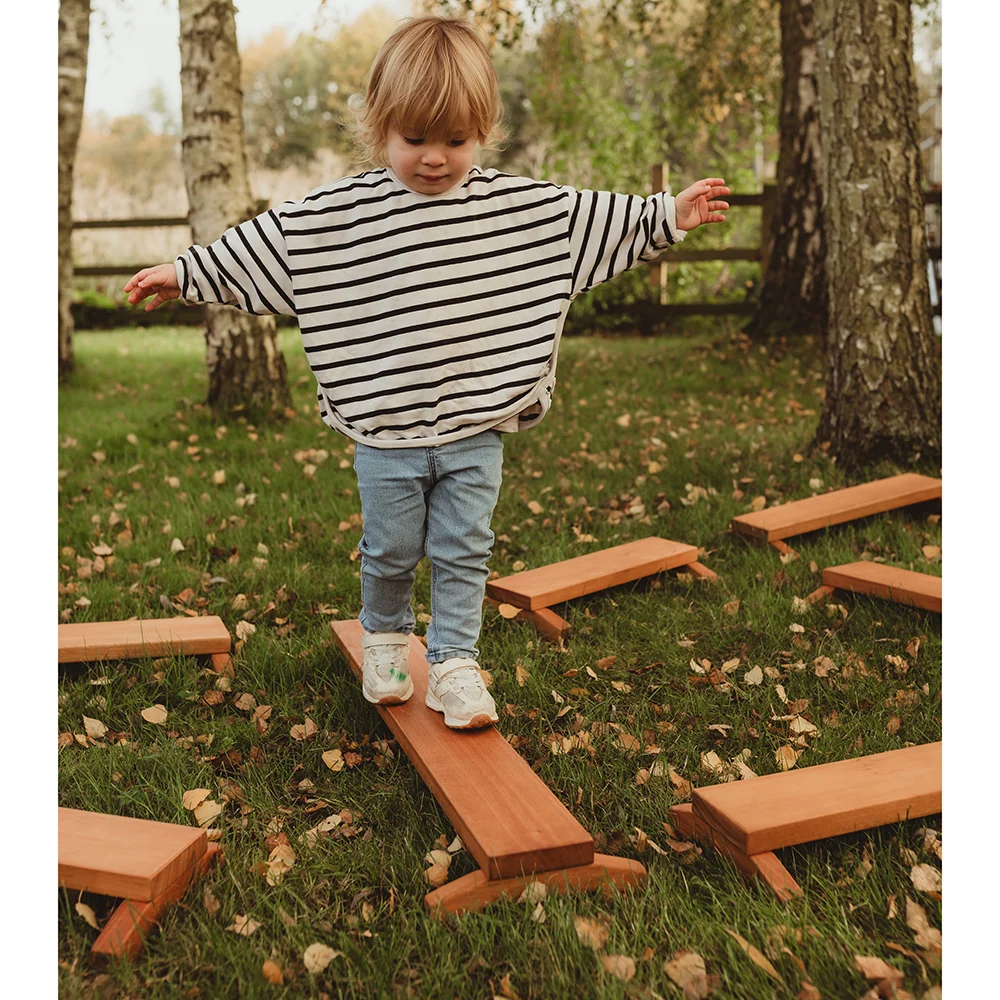 Outdoor Wooden Balance Boards | 8-Piece Eucalyptus Balance Beam Set - Image 6