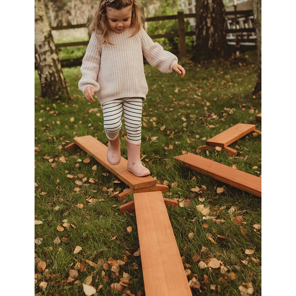 Outdoor Wooden Balance Boards | 8-Piece Eucalyptus Balance Beam Set - Image 7
