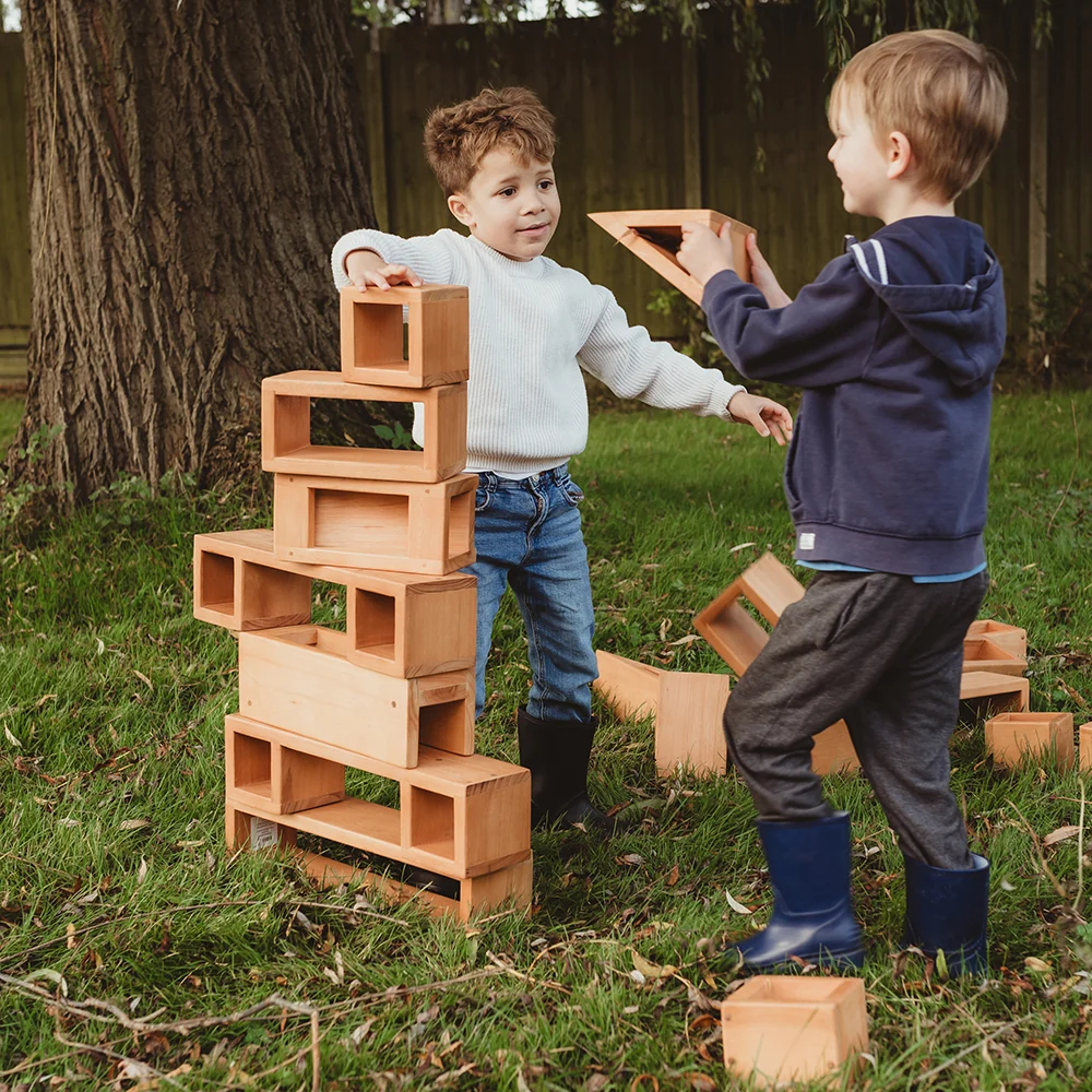 Outdoor Wooden Hollow Blocks | 24-Piece Eucalyptus Building Set - Image 15