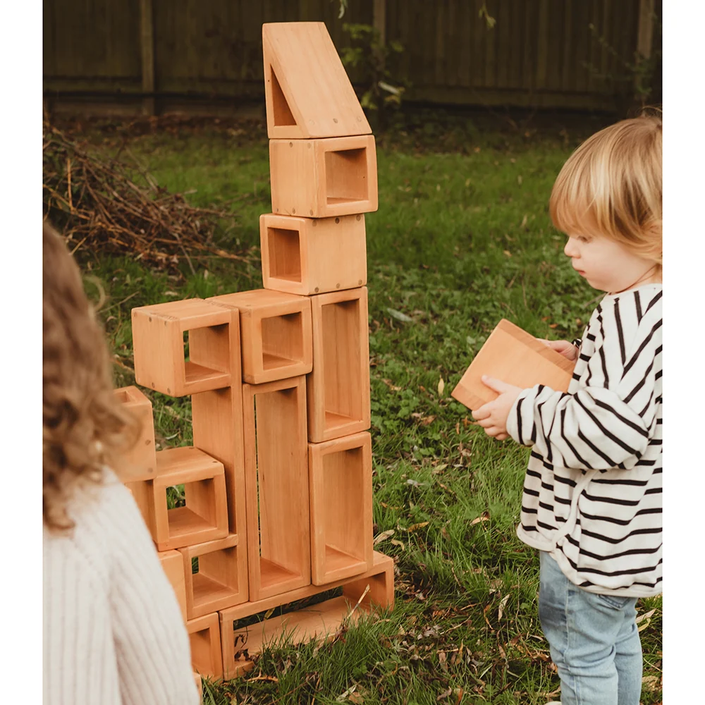 Outdoor Wooden Hollow Blocks | 24-Piece Eucalyptus Building Set - Image 4