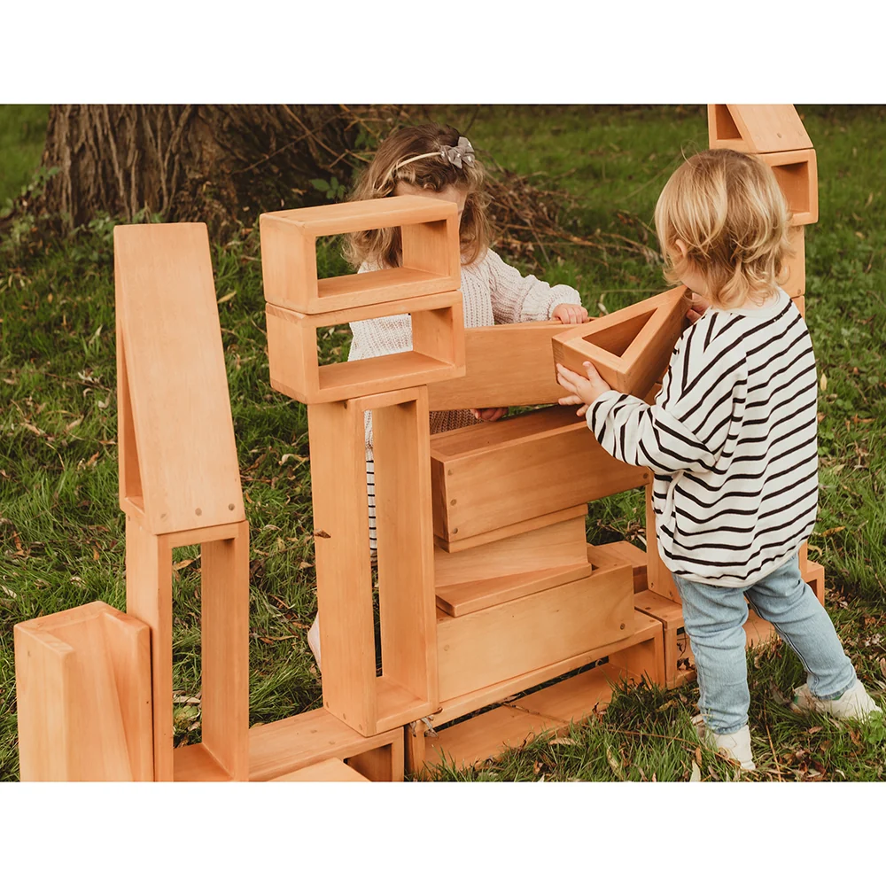 Outdoor Wooden Hollow Blocks | 24-Piece Eucalyptus Building Set - Image 5